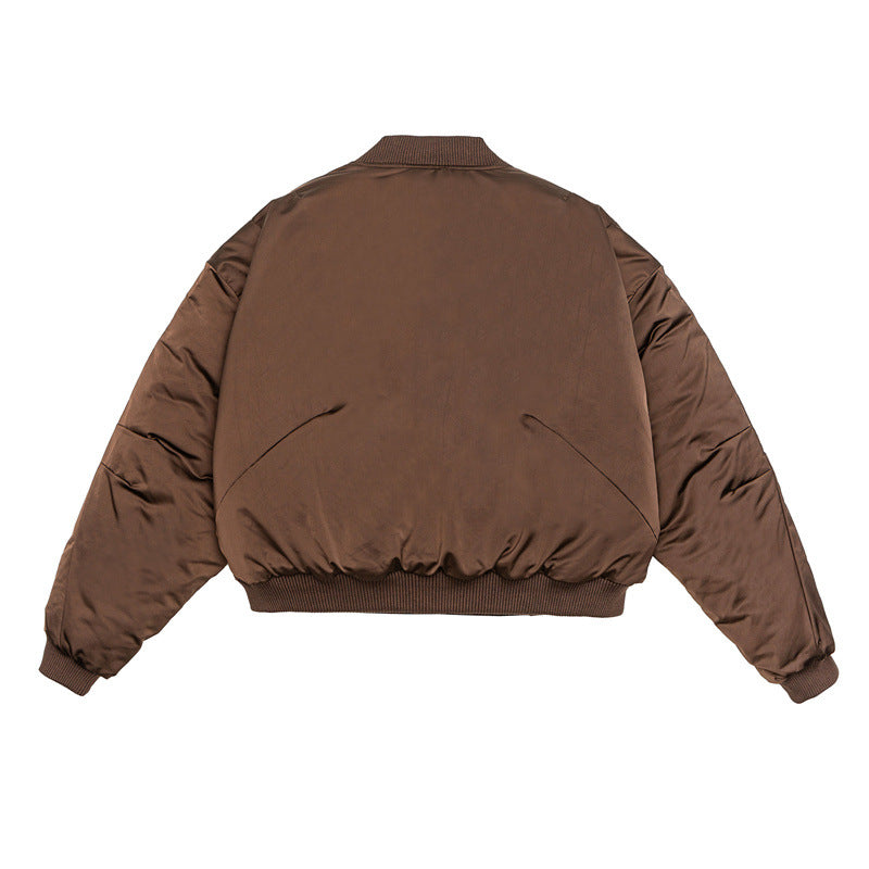 Unisex Kurz geschnittener Boxy-Puffer-Bomber mit minimalistischer Frontblende Echoarchiv