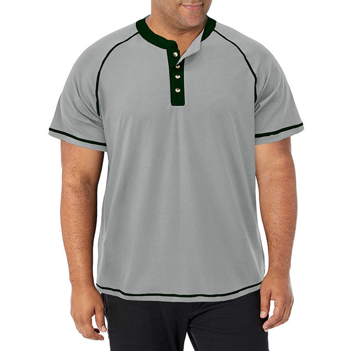 Herren Kurzarm-Henley-Shirt mit auffälligen Kontrastnähten und bequemer Passform Echoarchiv