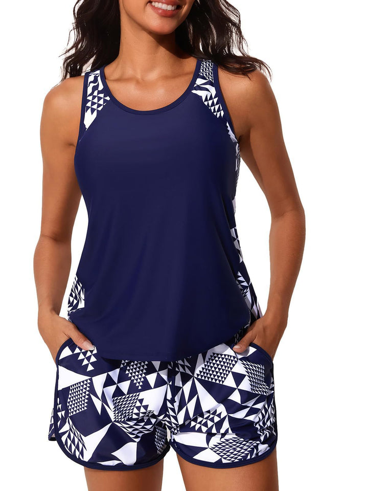 Damen Sportliches Tankini-Set mit geometrischem Design Echoarchiv