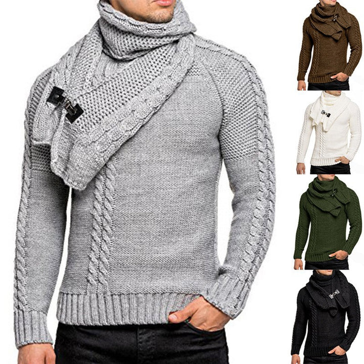Herren nan Strickpullover mit überlappendem Schalkragen und Schnallenverschluss Echo Archiv