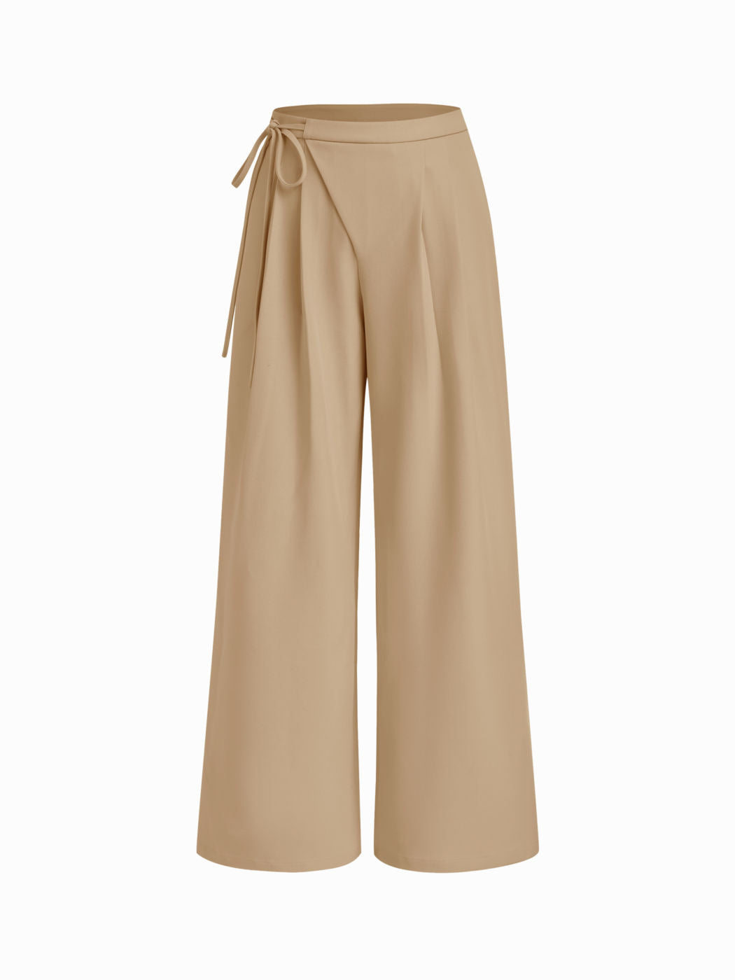 Damen Weite Nadelstreifen-Hose mit Wickel-Taille – Avélisse