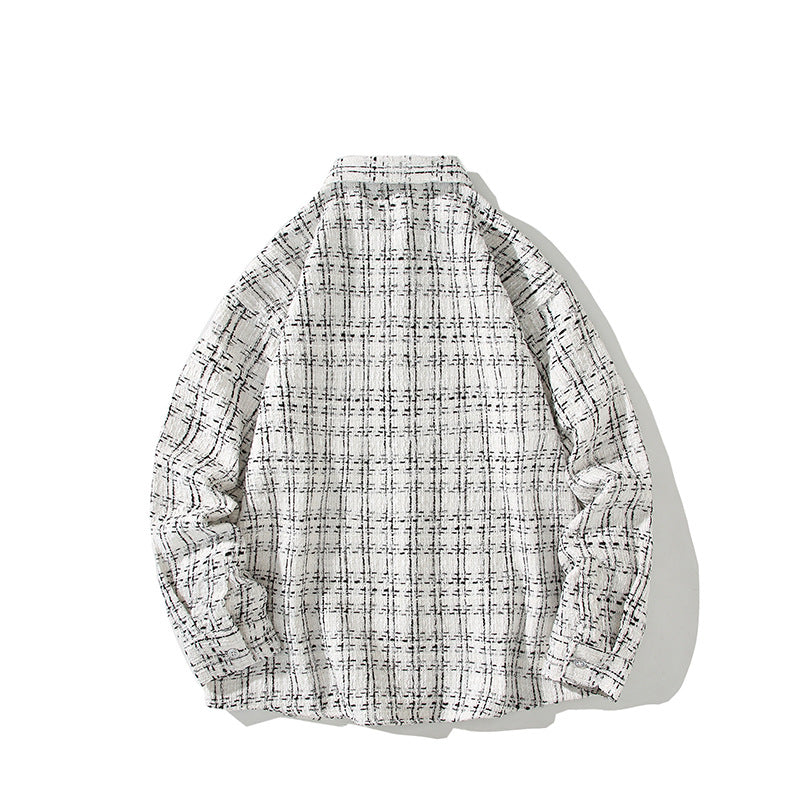 Herren Strukturierte Bouclé-Hemdjacke mit Karo-Jacquard und legerer Passform Echo Archiv