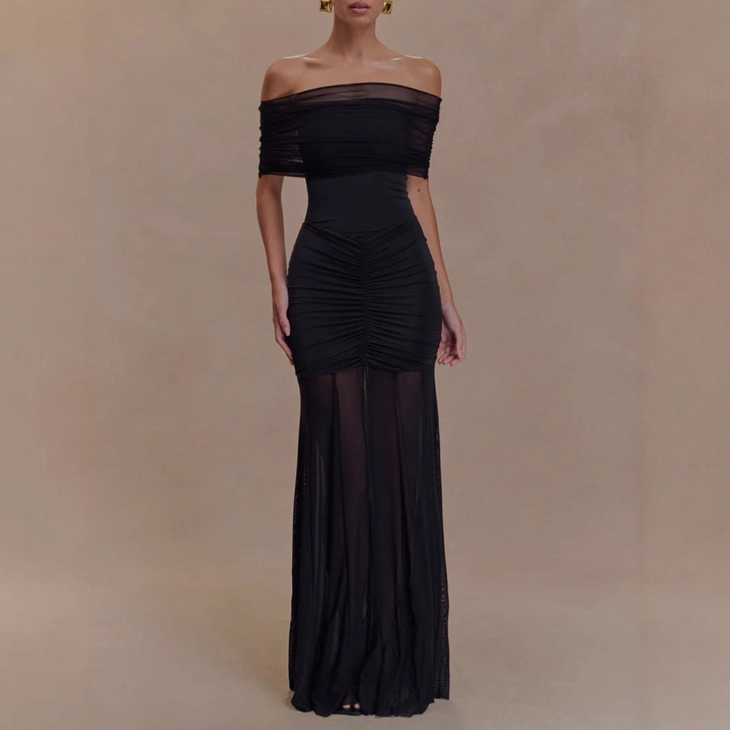 Damen nan schulterfreies Zweiteiler-Abendkleid mit gerafftem Minikleid und transparentem Bodenrock Echo Archiv