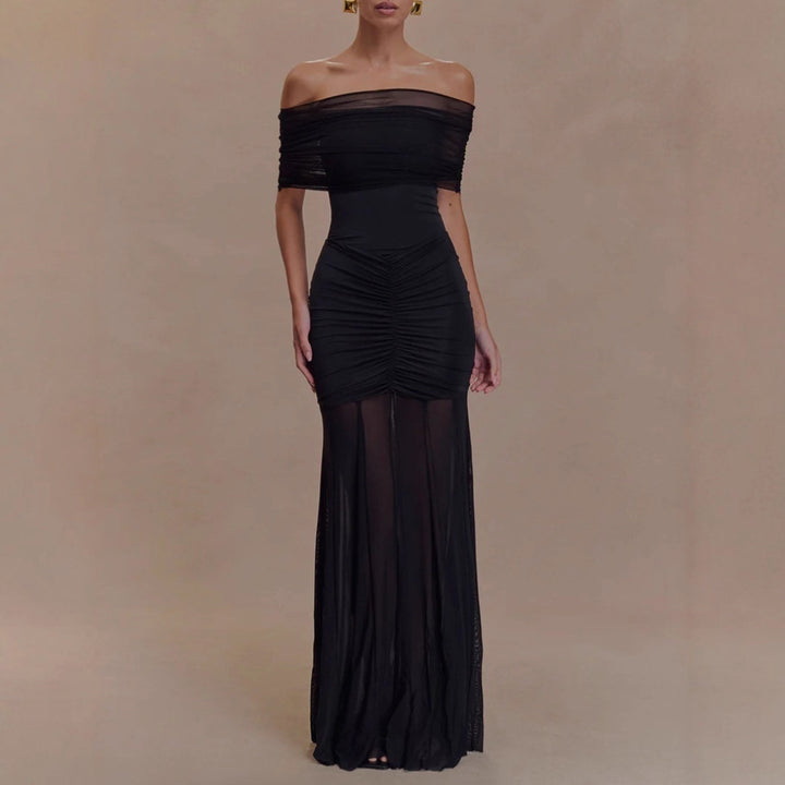 Damen nan schulterfreies Zweiteiler-Abendkleid mit gerafftem Minikleid und transparentem Bodenrock Echo Archiv