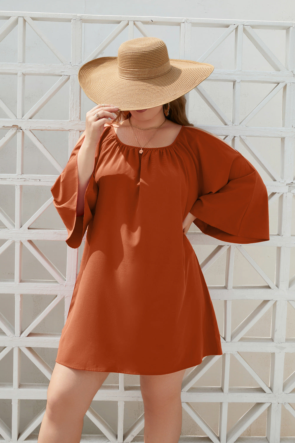 Damen Sommerkleid mit offenem Schulterdesign und voluminösen Ärmeln Echo Archiv