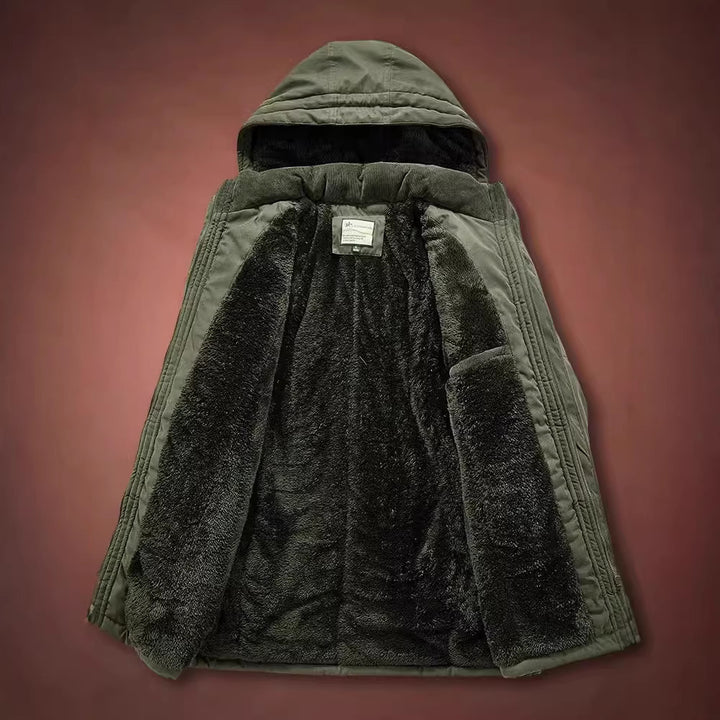 Herren Isolierter Langparka mit Teddyfutter, Kapuze und verdeckten Taschen – Montevé