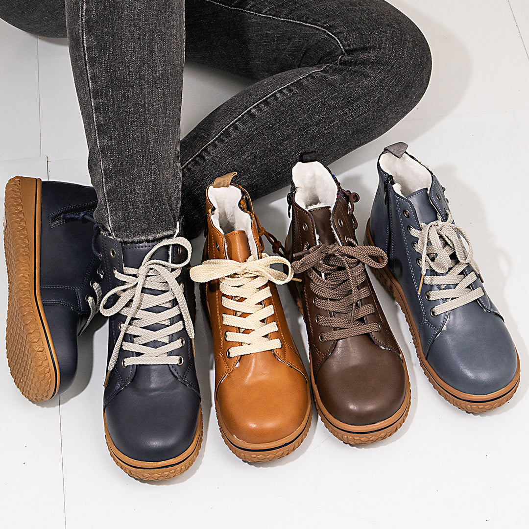 Damen gefütterte Schnür-Stiefelette mit seitlichem Reißverschluss und profilierter Gummisohle Echo Archiv
