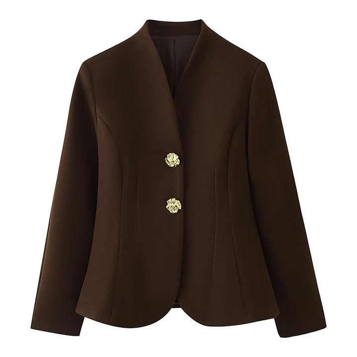 Damen Taillierter Blazer ohne Revers mit goldenen Zierknöpfen Echo Archiv