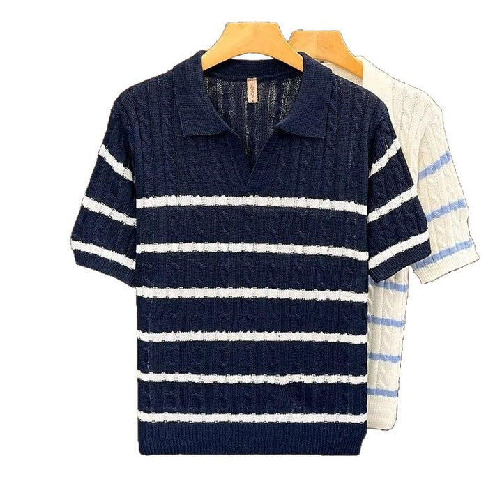 Herren Kurzarm-Pullover mit strukturierter Strickweise Echo Archiv
