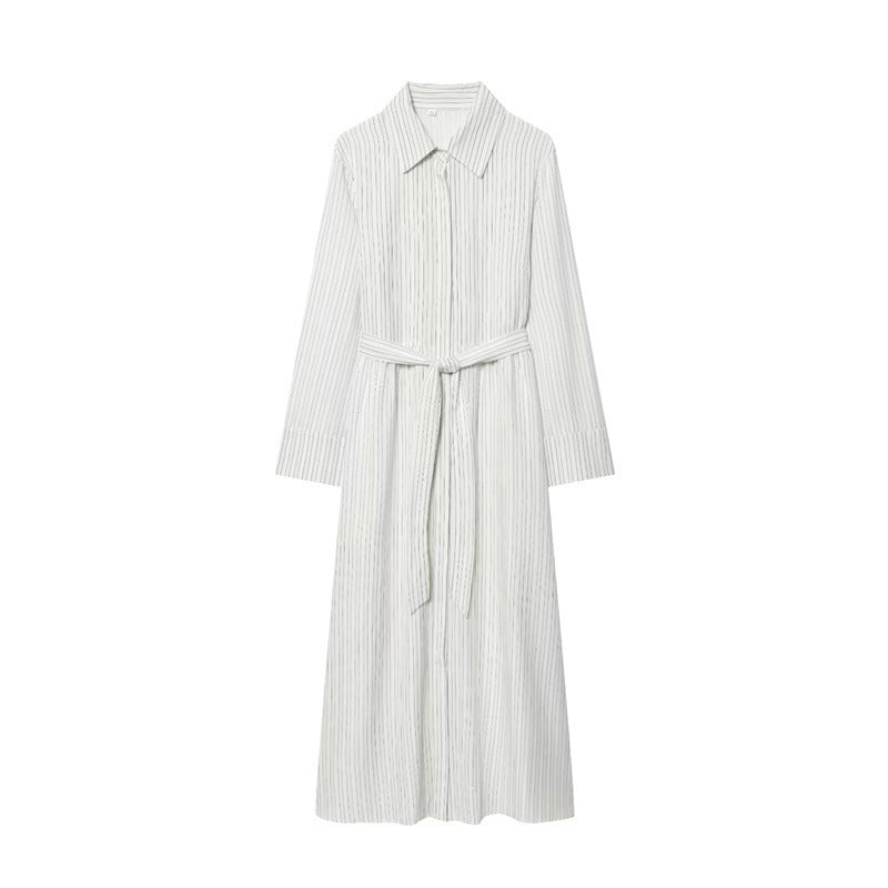 Damen Langes Hemdblusenkleid mit Taillengürtel und durchgehender Knopfleiste Echo Archiv