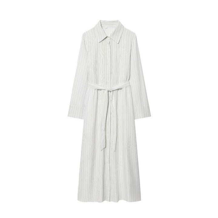 Damen Langes Hemdblusenkleid mit Taillengürtel und durchgehender Knopfleiste Echo Archiv