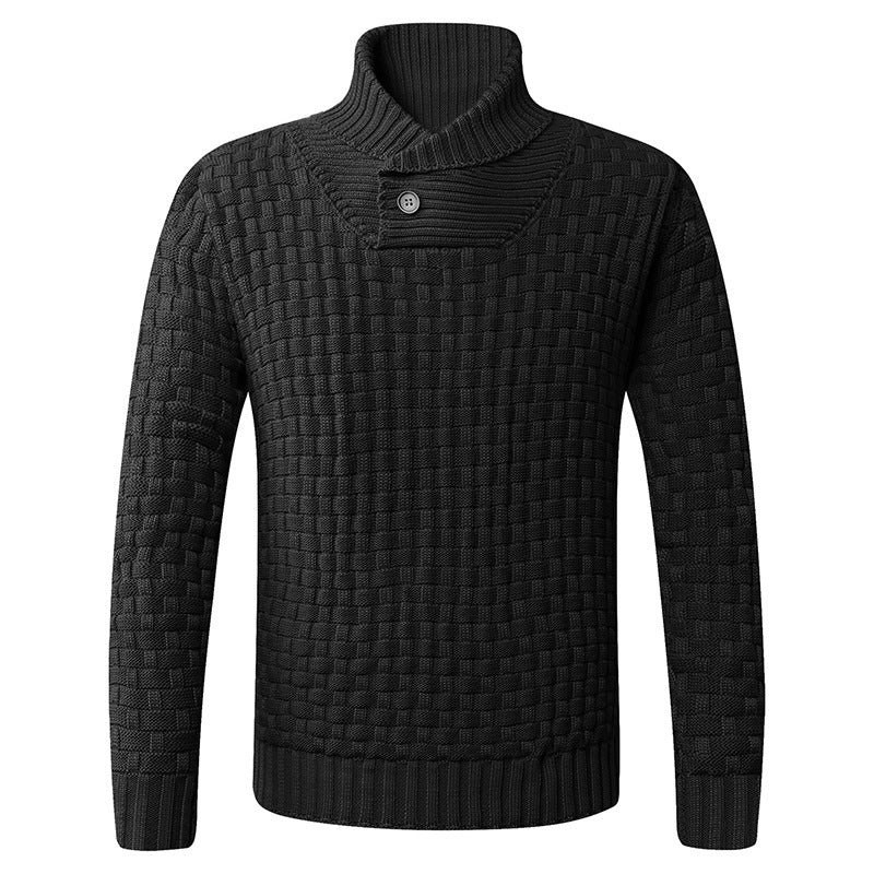 Herren Strickpullover mit modernem Schalkragen und Knopfdetails Echoarchiv