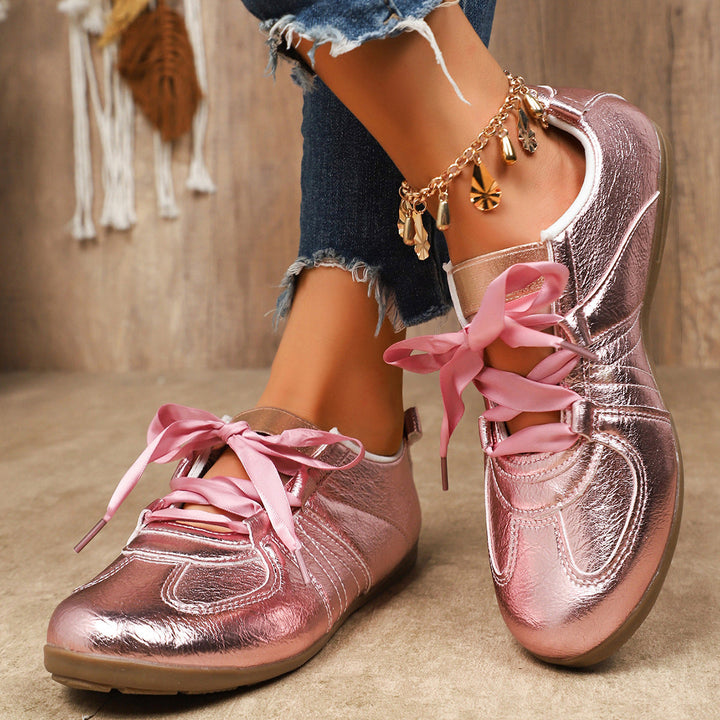Damen Sportliche Sneaker mit glänzendem Metallic-Obermaterial und bequemer Schnürung Echo Archiv