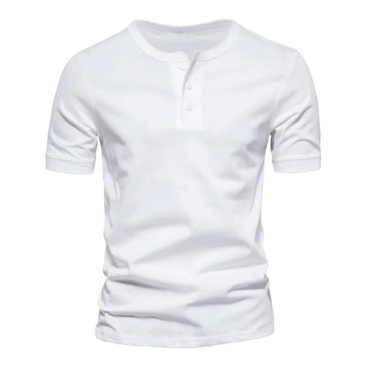Herren nan tailliertes Kurzarm-Henleyshirt aus Baumwollmix mit Knopfleiste Echo Archiv