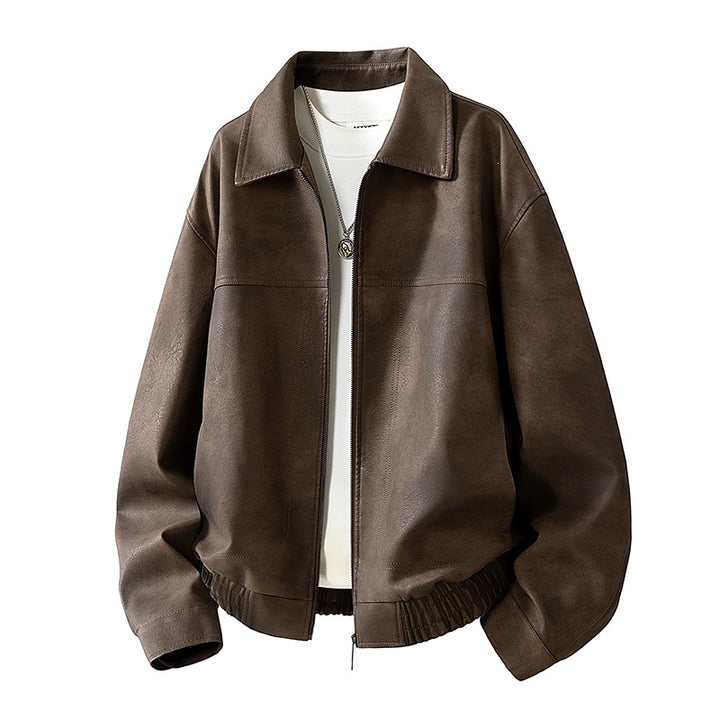 Herren Oversize Velours‑Optik Übergangsblouson mit Hemdkragen, Reißverschluss & elastischem Saum Echoarchiv