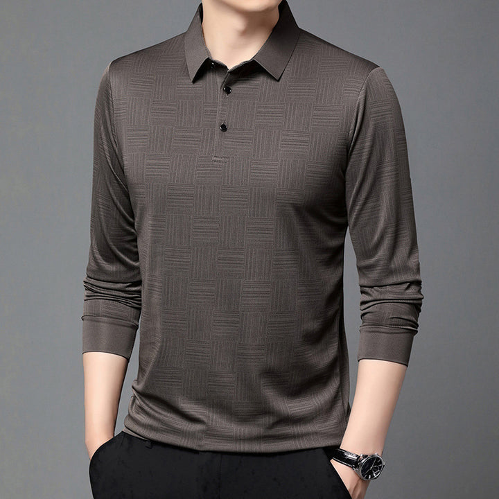 Herren Poloshirt mit modernem geometrischen Muster und atmungsaktiver Struktur Echoarchiv