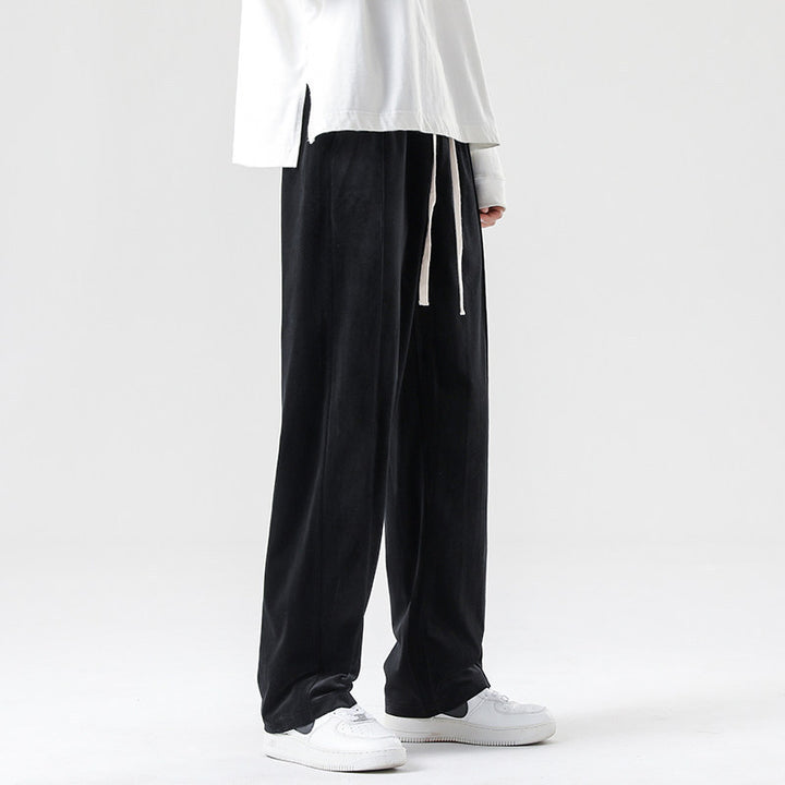 Herren Weite Velours-Jogginghose mit elastischem Bund und Kordelzug Echo Archiv