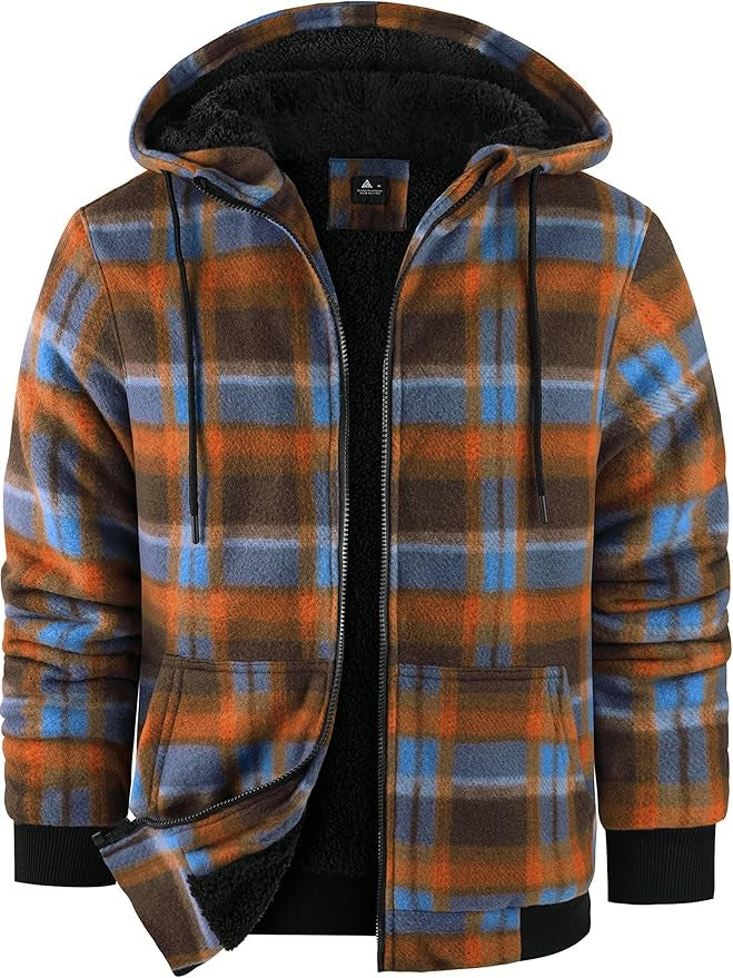 Herren gefütterte Flanelljacke mit urbanem Karomuster Echoarchiv