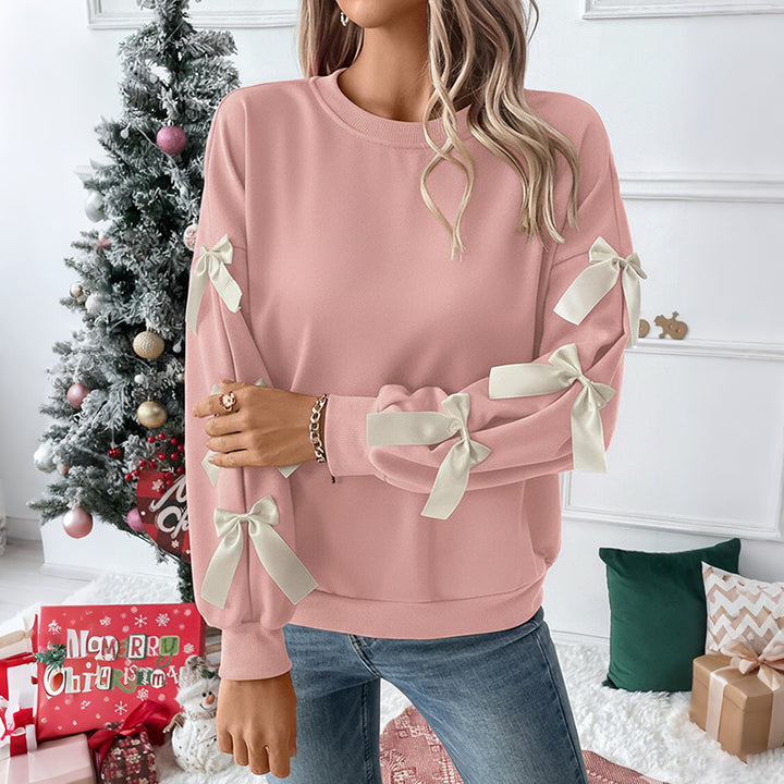 Damen Sweatshirt mit dekorischen Schleifen an den Ärmeln Echoarchiv