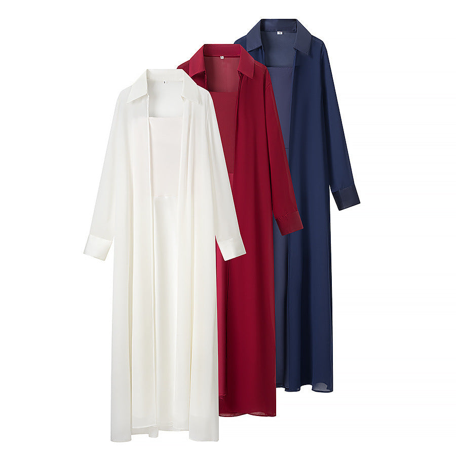 Damen Langer Chiffon-Überwurfmantel mit integriertem Cami-Kleid Echo Archiv