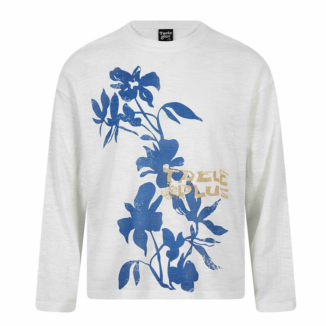 Unisex Oversize-Langarmshirt aus Slub‑Jersey mit floralem Print Echoarchiv