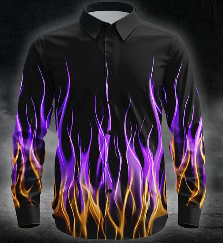 Herren Langarmhemd mit innovativem Flammenmuster Echoarchiv