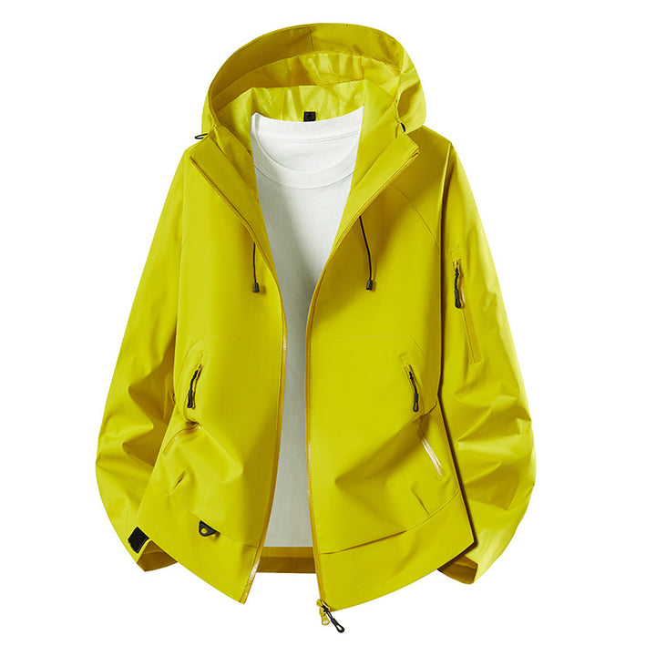 Herren Minimalistischer Softshell-Anorak mit verstellbarer Kapuze & verschweißten Zip-Taschen Echoarchiv