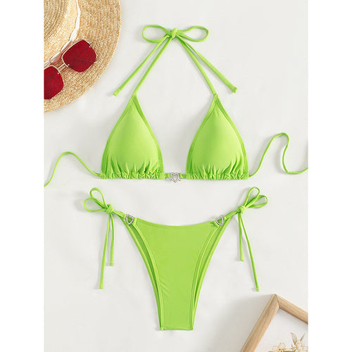 Damen Triangel-Bikini mit herzförmigen Akzenten und verstellbaren Riemen Echo Archiv