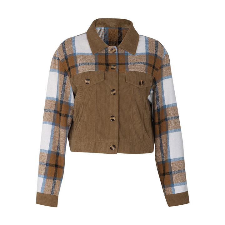 Damen Modische Karo-Cordjacke Echo Archiv
