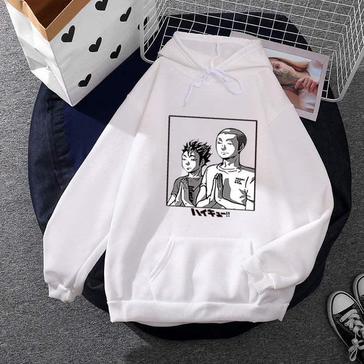 Damen weicher Kapuzenpullover mit großflächigem Manga-Panelprint und Kängurutasche – Auréline