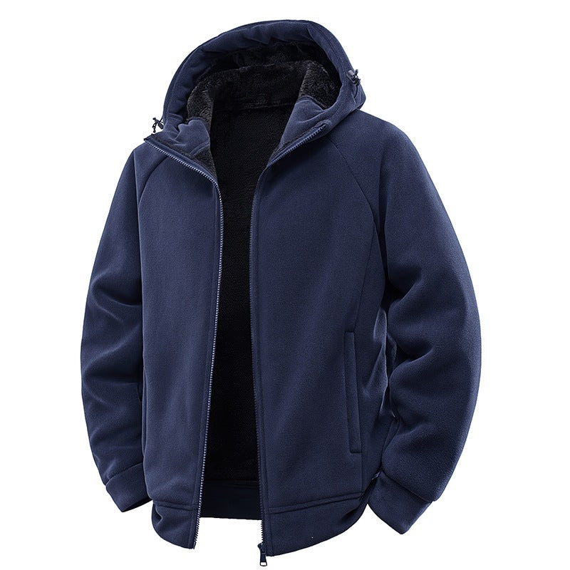 Herren Teddygefütterte Fleece‑Kapuzenjacke mit Thermofutter, durchgehendem Reißverschluss & Eingrifftaschen Echoarchiv