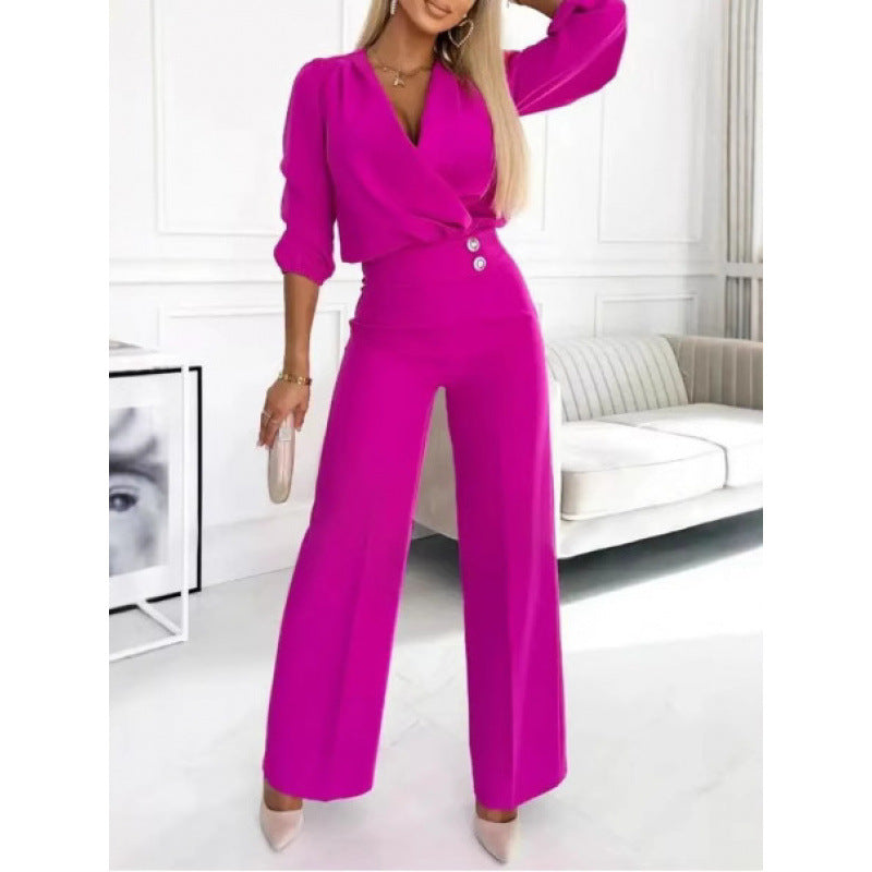 Damen elegantes Jumpsuit mit weiten Beinen Echoarchiv