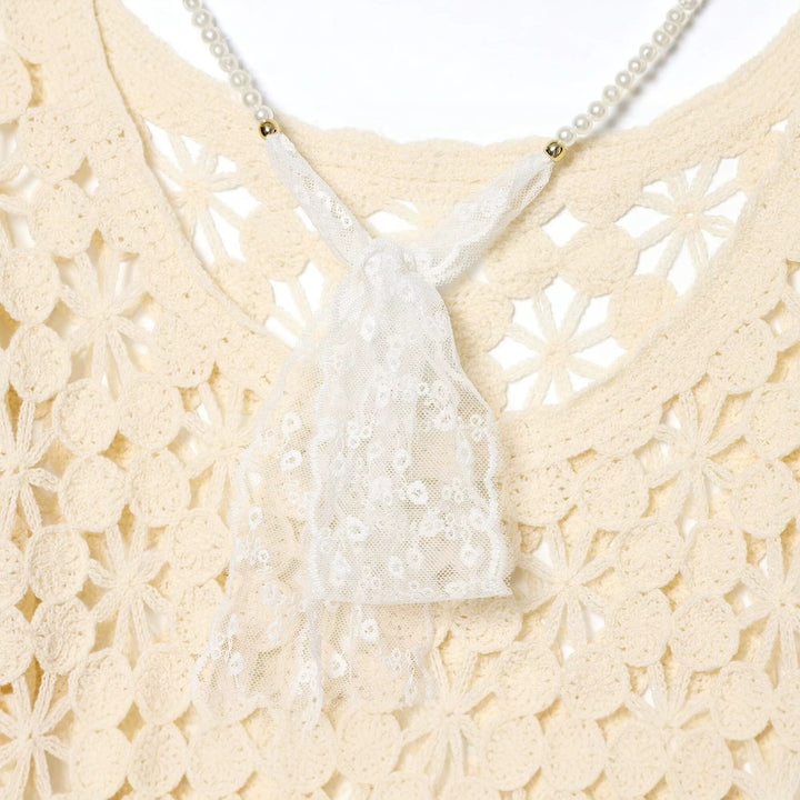 Damen Häkelpullover mit floraler Lochspitze und zarter Spitzen-Schleife Echo Archiv