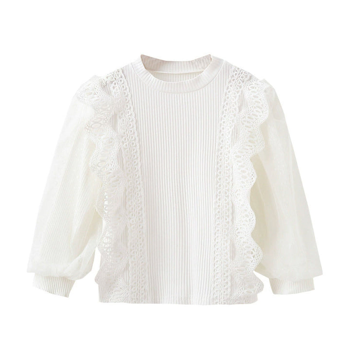 Mädchen elegante Rüschenbluse mit transparenter Tüllverzierung Echo Archiv