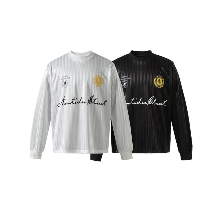 Unisex Langarm-Sporttrikot im Retro‑Fußballstil mit Stehkragen und gestreifter Jacquardstruktur Echoarchiv