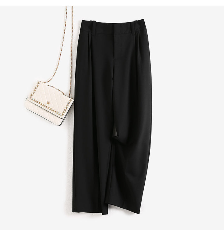 Damen Elegante, hoch taillierte und fließende Stoffhose Echoarchiv