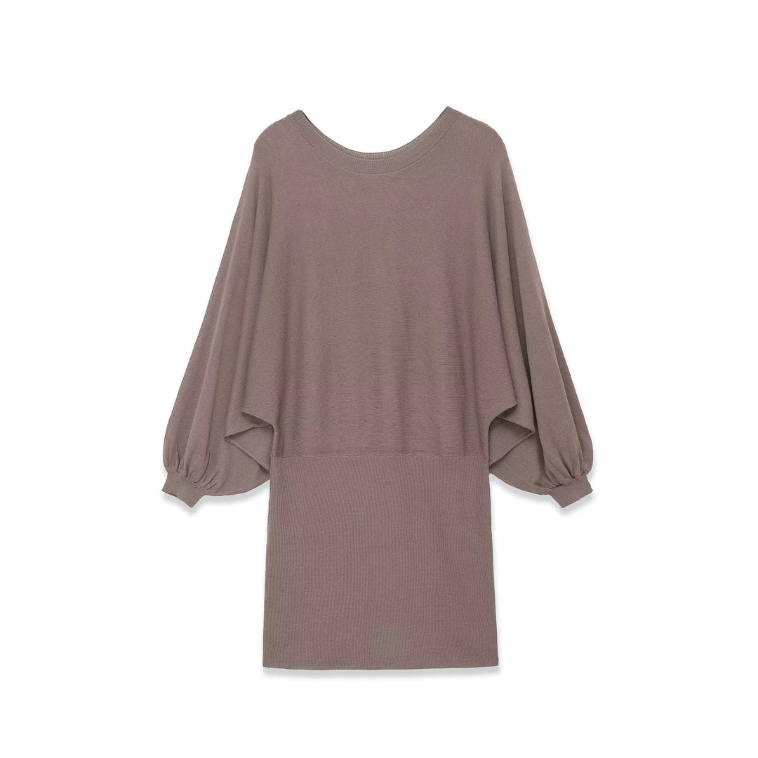 Damen Strickkleid mit überschnittenem Fledermaus-Poncho und Ballonärmeln Echo Archiv