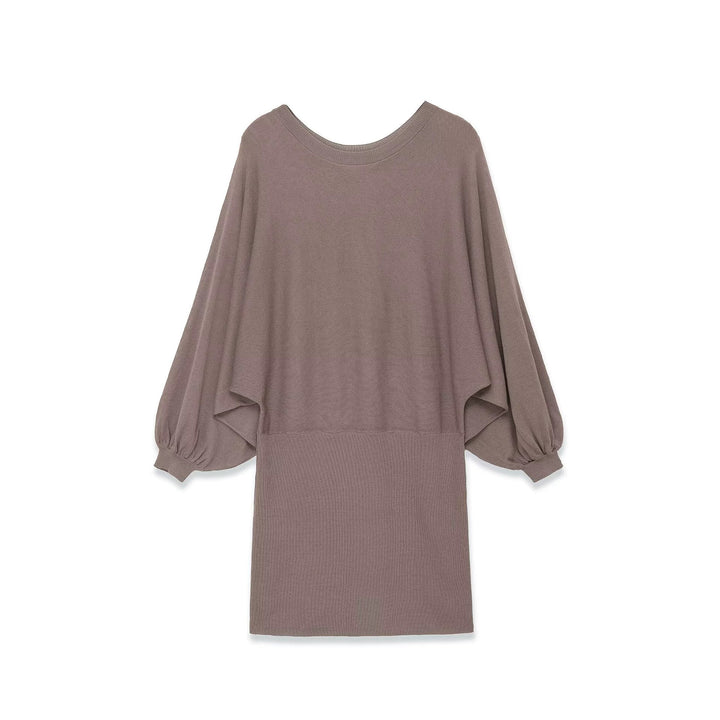Damen Strickkleid mit überschnittenem Fledermaus-Poncho und Ballonärmeln Echo Archiv
