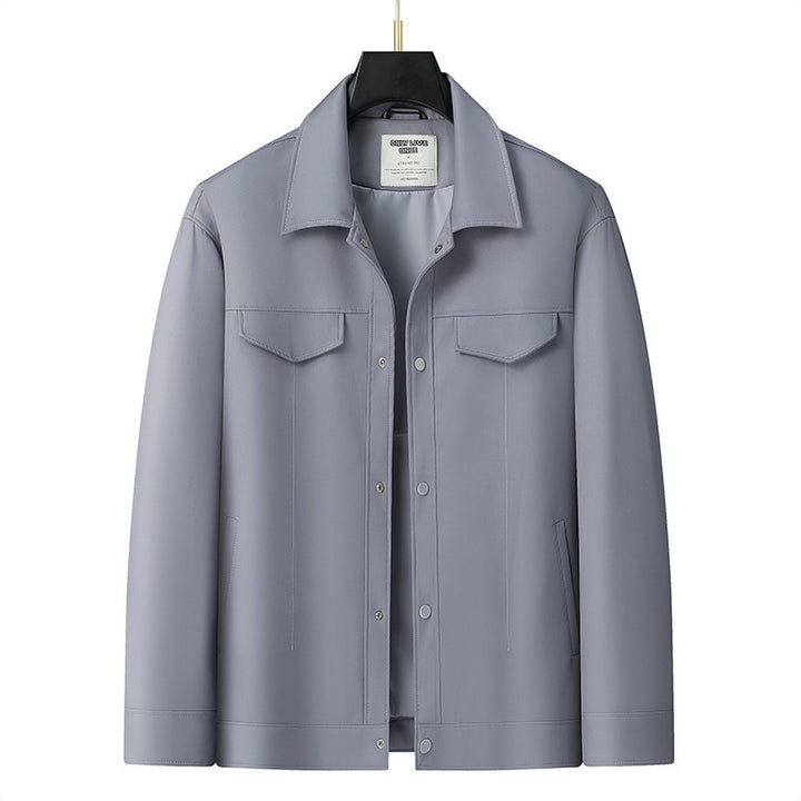 Herren Minimalistische Hemdjacke aus softem Vegan-Kunstleder mit verdeckter Druckknopfleiste Echo Archiv