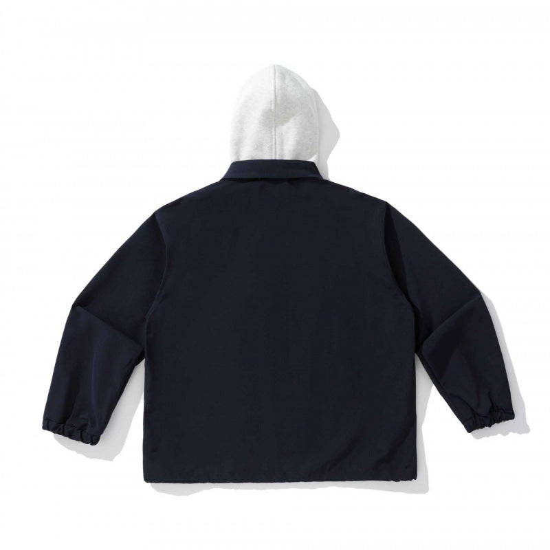 Unisex Zweilagige Overshirt Jacke mit angenähter Fleecekapuze und Druckknopfleiste Echo Archiv
