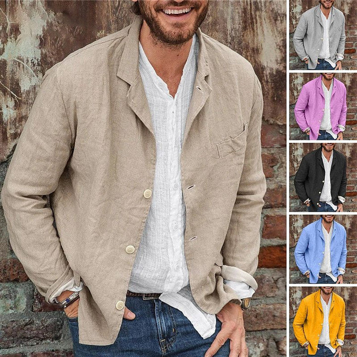 Herren Leichte Leinenjacke mit lässigem Schnitt und praktischen Taschen Echoarchiv