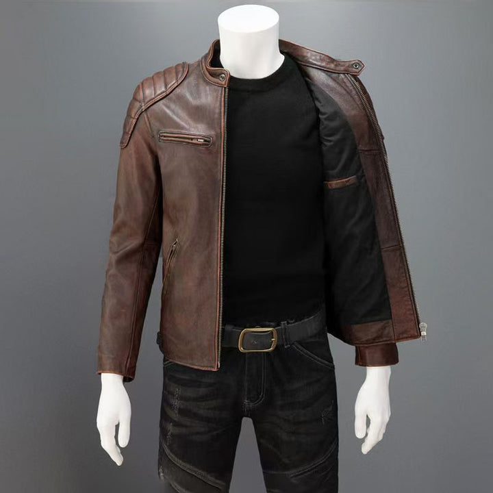 Herren Lederjacke im Fieldjacken-Schnitt mit aufgesetzten Brusttaschen Echoarchiv