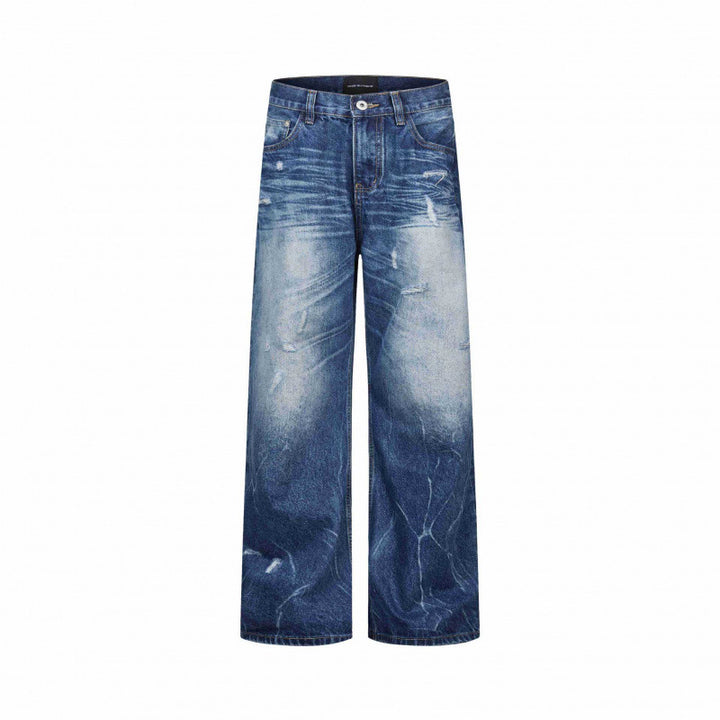 Damen Weitgeschnittene Highwaist-Jeans mit Used-Effekt, Distressed-Details und Fünf-Taschen-Schnitt Echo Archiv