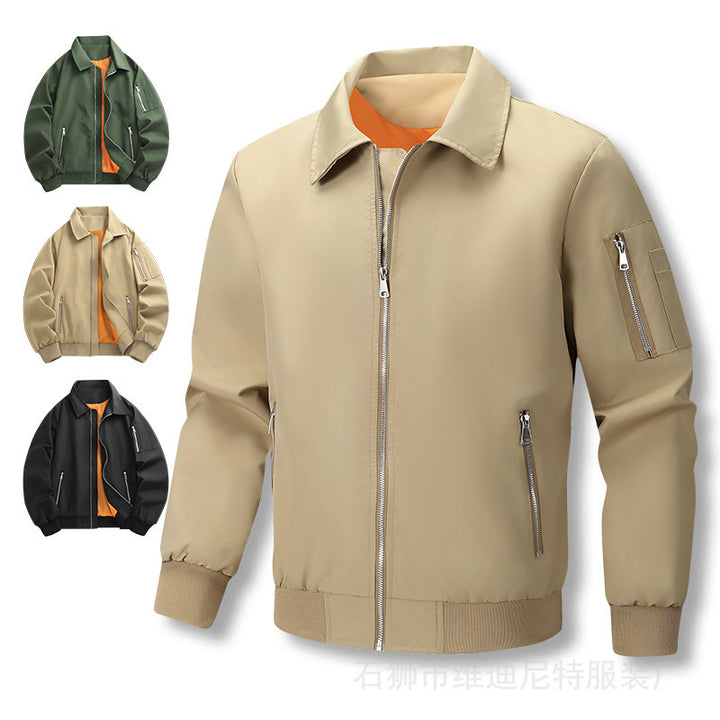 Herren Leichter Twill-Bomber mit kontrastierendem Futter, Reißverschlusstaschen und Ärmeltasche Echo Archiv