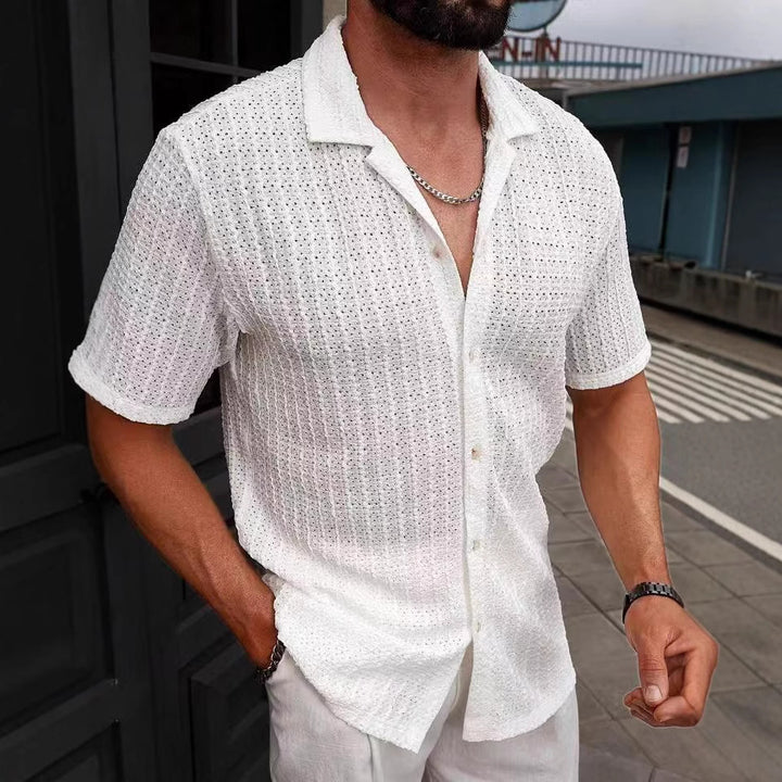 Herren lässiges Hemd mit strukturiertem Design Echoarchiv