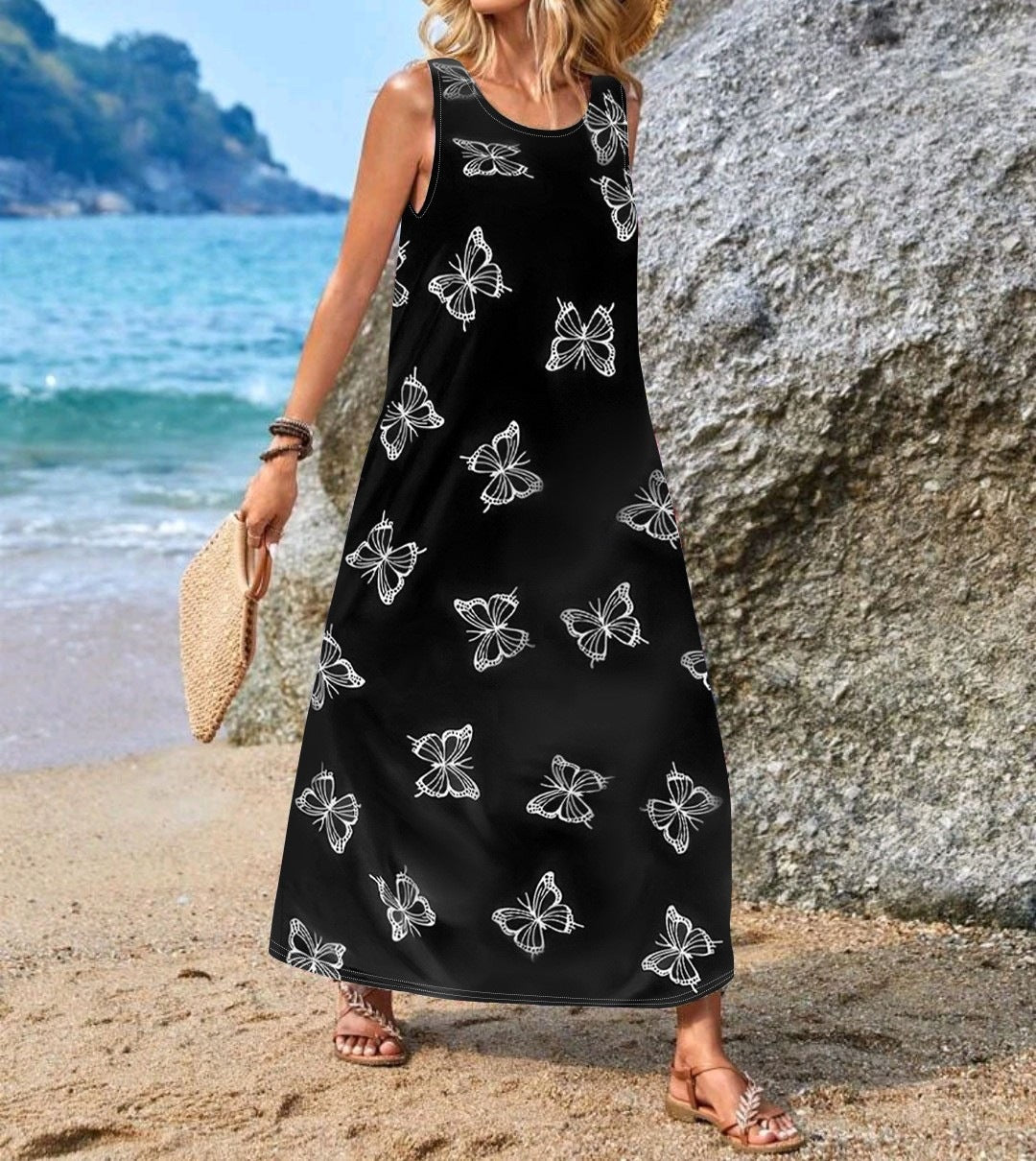 Damen Maxikleid mit einzigartigen Schmetterlingsdruck Echo Archiv