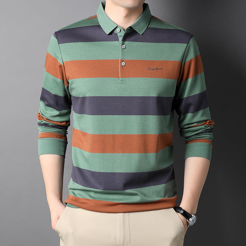 Herren langärmliges Polohemd mit gestreiftem Design Echoarchiv
