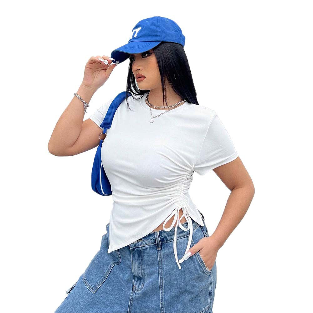 Damen T-Shirt mit seitlichen Riemen und asymmetrischem Schnitt Echo Archiv