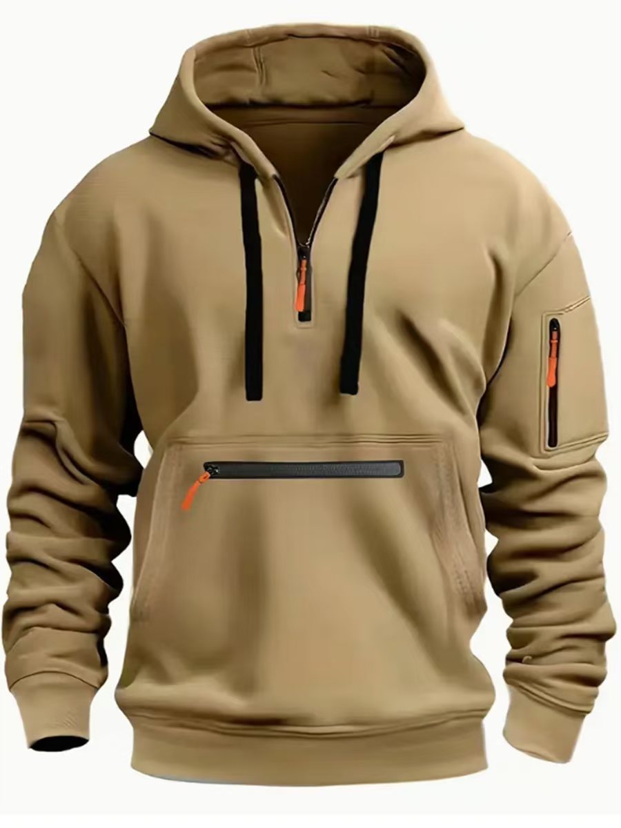 Herren Hoodie mit praktischem Reißverschluss und modernen Design-Elementen Echoarchiv