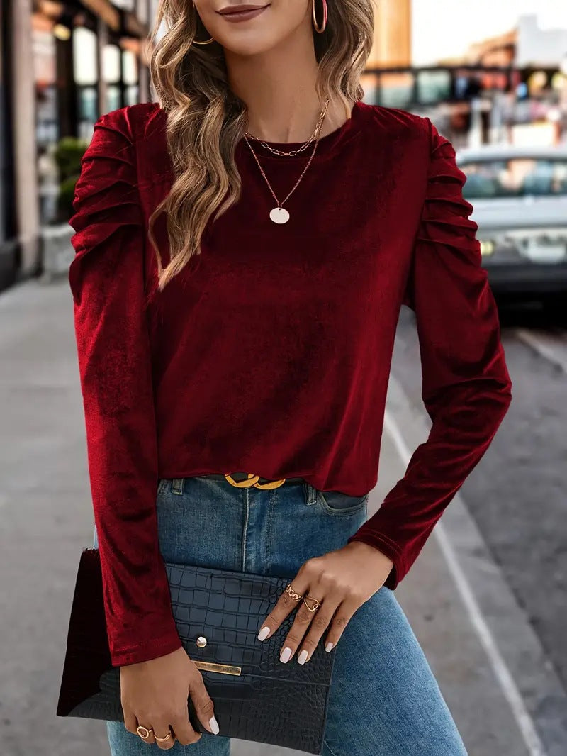 Damen Elegantes Langarmshirt mit Raffungen Echo Archiv